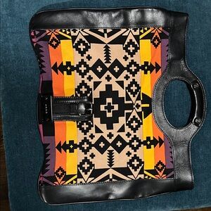 Geometric Patterned Women's Bag with Black Accents
